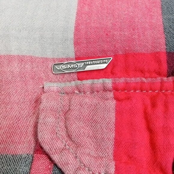Sims Snowboarding Womens Shirt Red S Plaid Button Up Casual Pockets Comfort Logo - Picture 6 of 12